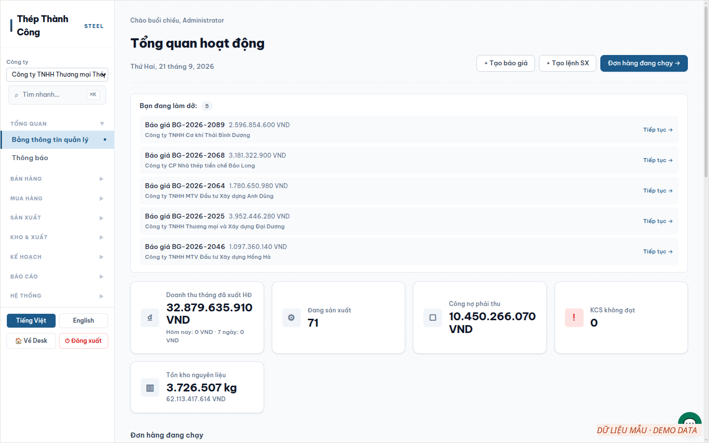 A deeply customised operations screen built on a standard ERP core